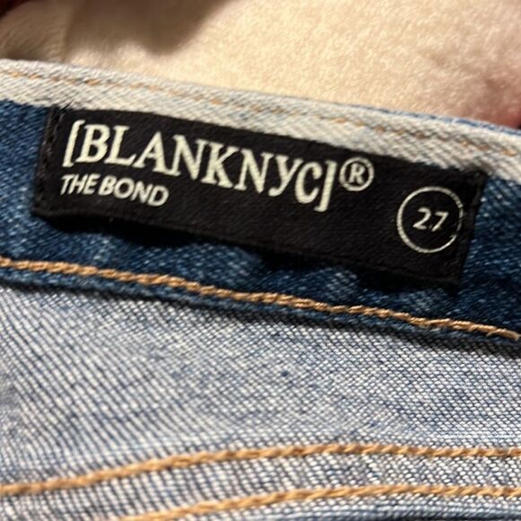 [Blank NYC] The Bond Mid-Rise Striped Colorblock Skinny Leg Denim Jeans - Picture 13 of 15
